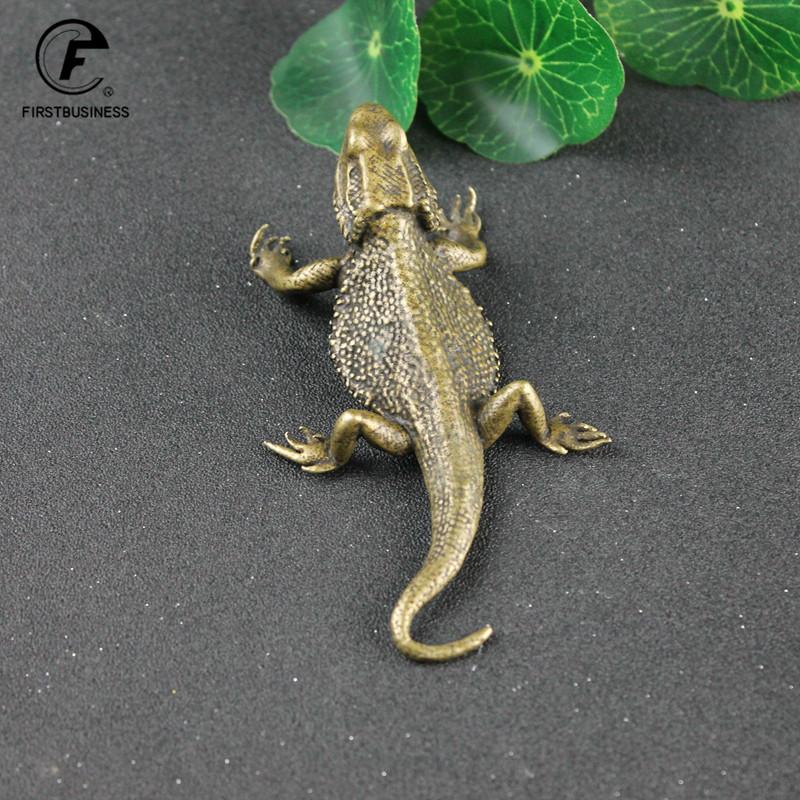 Classical Small Tea Pet Lizard Figurines Miniatures Pure Copper Decoration Accessories Desktop Toy Ornaments Vintage Simulation