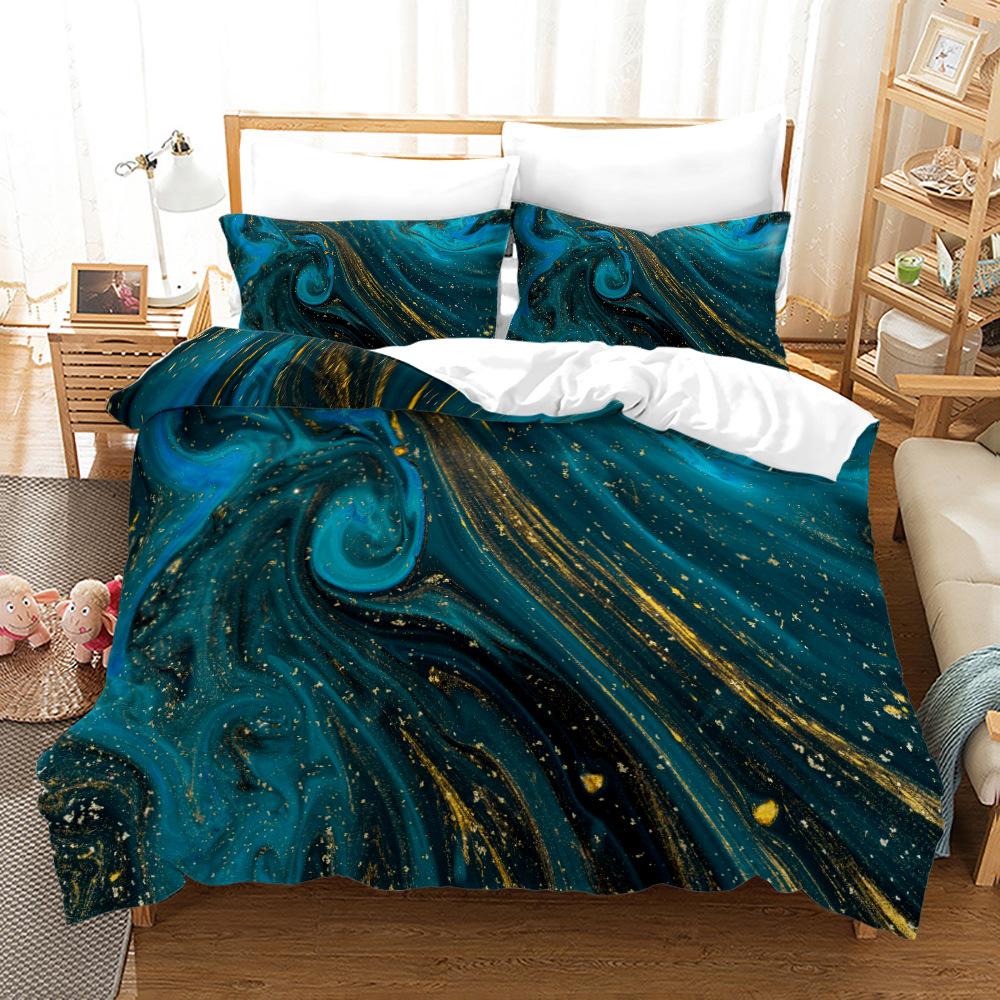 

Green Marble Bedding Set 3D Printed Cozy Smooth Duvet Cover Set Queen Twin Double Single Size Design for All Season Kids Adults 135x200cm