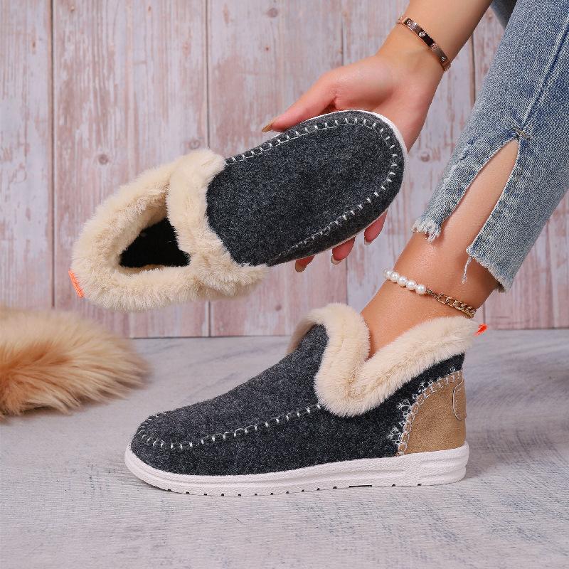 Plus-size Shoes, Short Snow Boots, Women's Flip-flops, Warm Flat Wool Cotton Boots