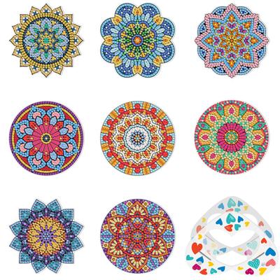 8st diamantmålarunderlägg med stativhållare DIY Mandala glasunderlägg Konsthantverkstillbehör för nybörjare