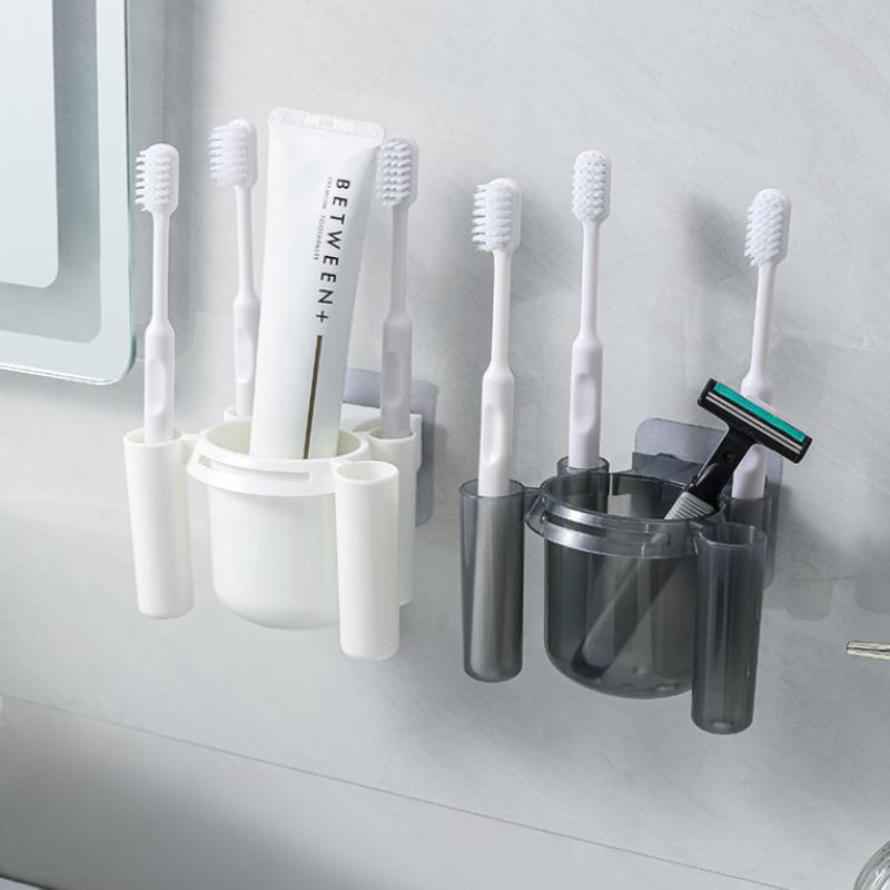 1Pcs Wall-Mounted Toothbrush Holder Toothbrush Cup Small Self-Adhesive Storage Box For Home Bathroom Kitchen