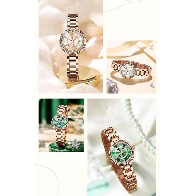 NIBOSI Diamond Dial Quartz Watch for Women Fashion Elegant Ladies Watches Stainless Steel Waterproof Women's Wristwatch