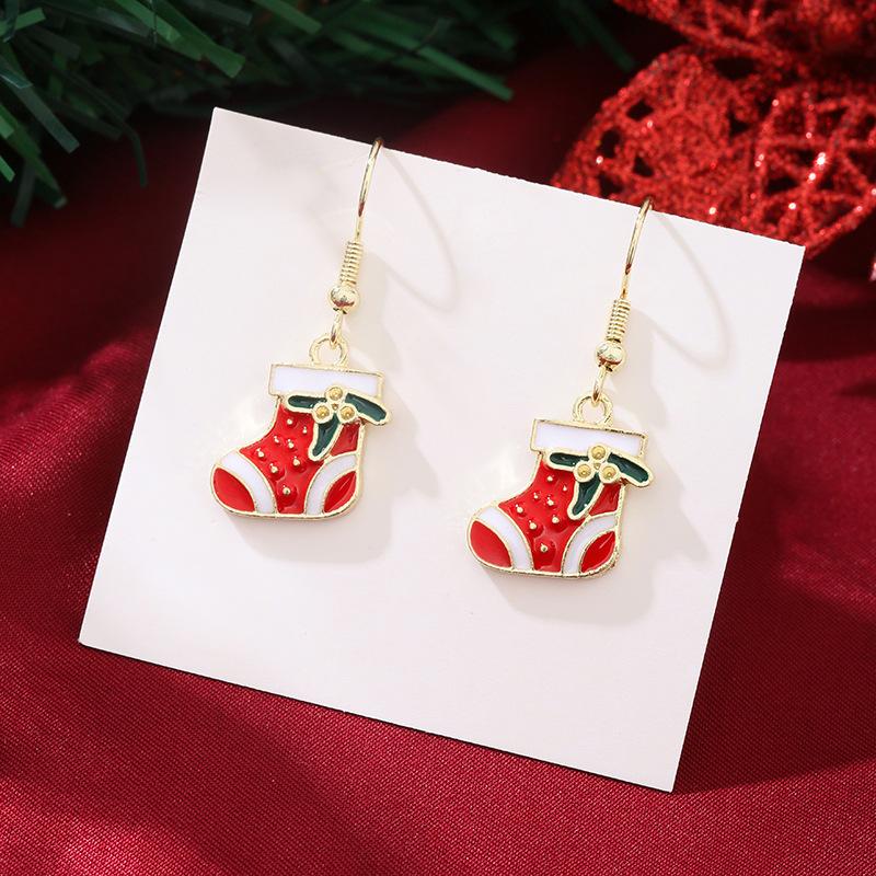 Christmas Santa Snowflake Earrings Cane Candy Bells Elk Earrings Christmas Hat Earrings