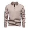Men's Solid Color Textured Casual Pullover Stand Collar Sweater Jacket Plus Velvet Long Sleeve Top