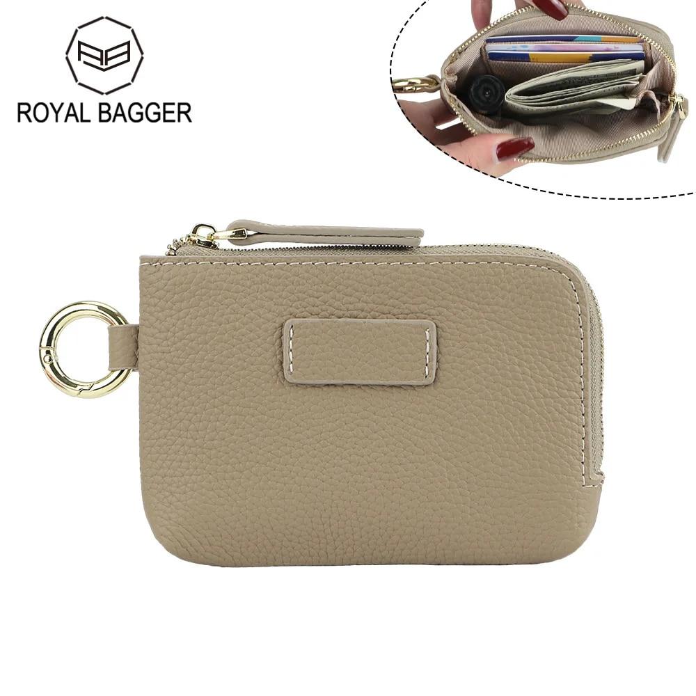 

Кошелек для монет Royal Bagger для женщин из натуральной коровьей кожи, модный тонкий держатель для карт, маленькая сумка для хранения, кошелек для мелочей для девочек 1542 чёрный