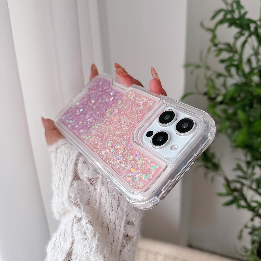 For iPhone 16 Pro Max Case Glitter Epoxy TPU PC Phone Back Cover Detachable 2 in 1