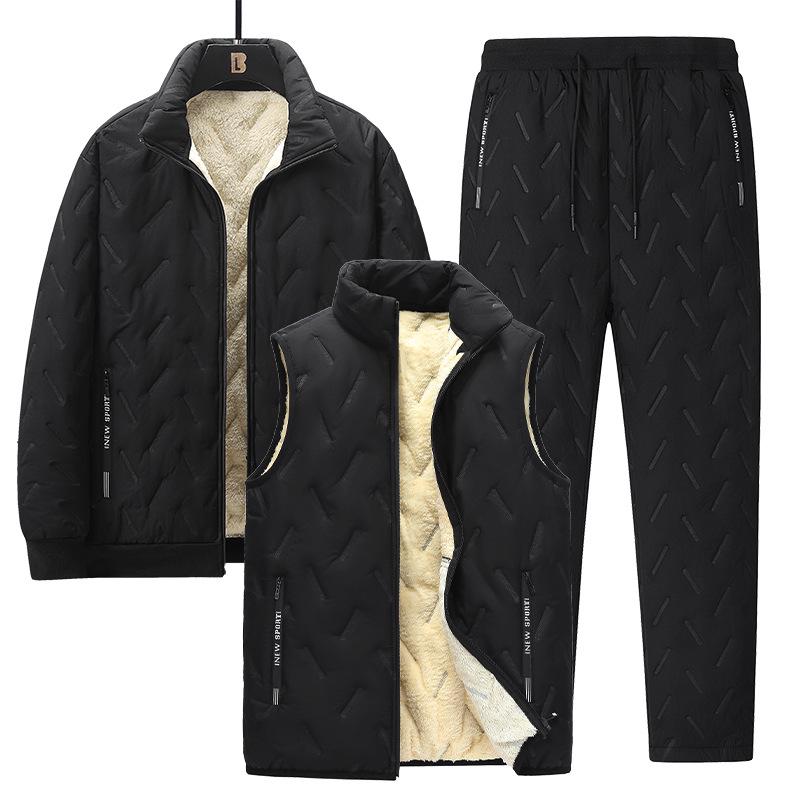 Unisex Winter Lambswool Three-Piece Set: Fleece-Lined Jacket & Pants
