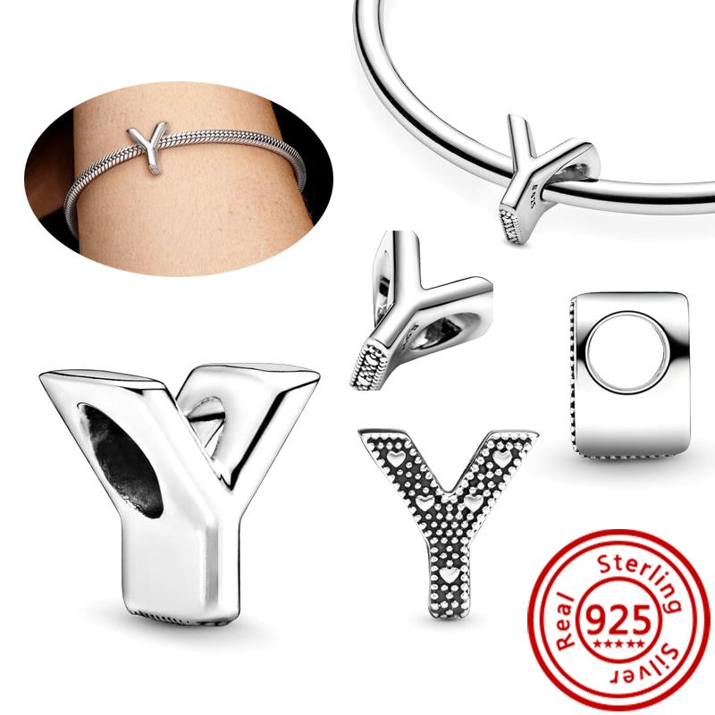 925 Sterlingová měď Čirý zirkon Třpytivé 26 písmen abecedy A-Z DIY Korálky na jméno Vhodné pro originální náramek s přívěsky Pantaro Zirkon