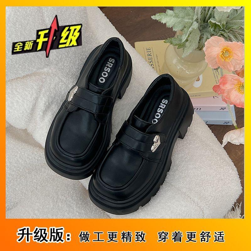 

Женские универсальные лоферы в стиле ретро, британский стиль, осень-зима 2025, французский стиль с юбкой, платформа для увеличения роста, jk черные маленькие кожаные туфли 40