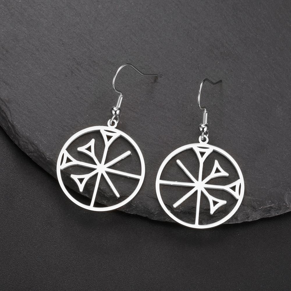 Dawapara Ancient God Annunaki Symbol Women Earrings Cuneiform Anu Pendant Stainless Steel Sumerian Mythology Jewelry