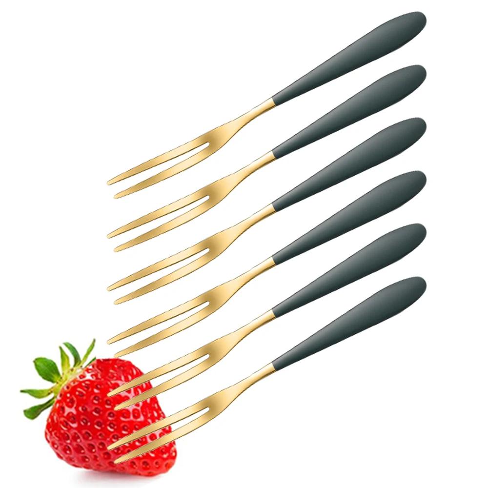Fruit Forks Set of 6, 5.12Inch Stainless Steel Cocktail Fork Appetizer Small Forks Fruit Salad Fork for Party Hotel Restaurant