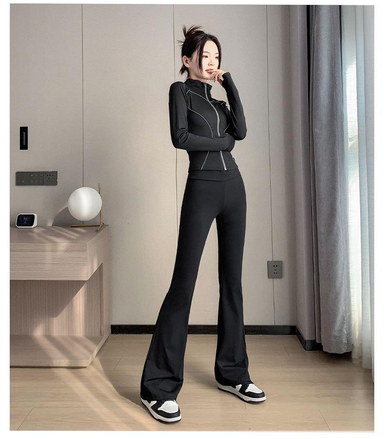 Women's 2024 Quick-Dry Yoga Suit: Slimming Jacket & Micro Flare Pants