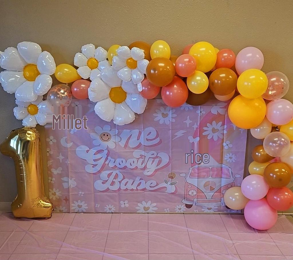 Daisy-Themed Pink & White Balloon Set for Weddings & Birthdays