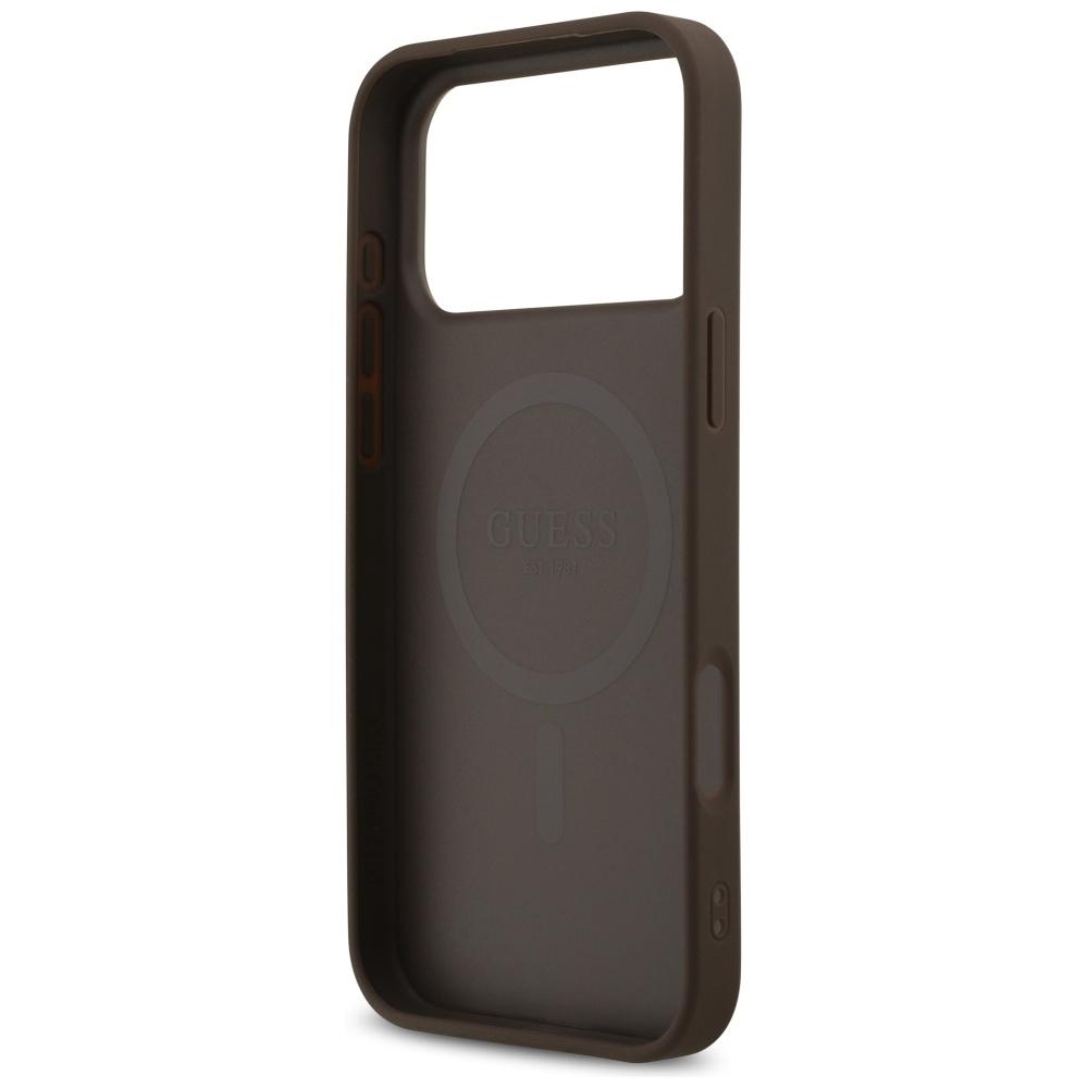 Coque Guess 4G Rayures Imprimées MagSafe pour iPhone 17 Pro Max marron