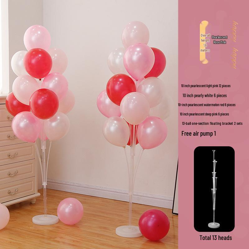 Anniversary & Birthday Balloon Column Decorations: Event Scene Layout with Floor and Background Balloons