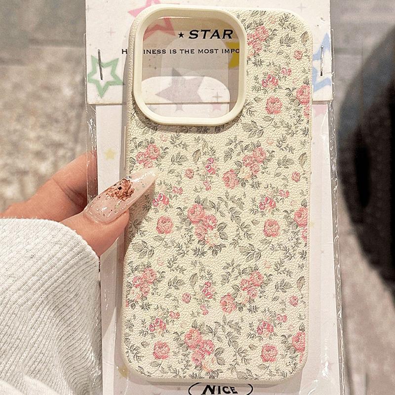 Pink Floral Pattern Anti-Fall Anti-Slip Soft Phone Case For IPhone 17 17Air 11 12 13 14 15 16 Plus 17 Pro Max Cover Case Funda