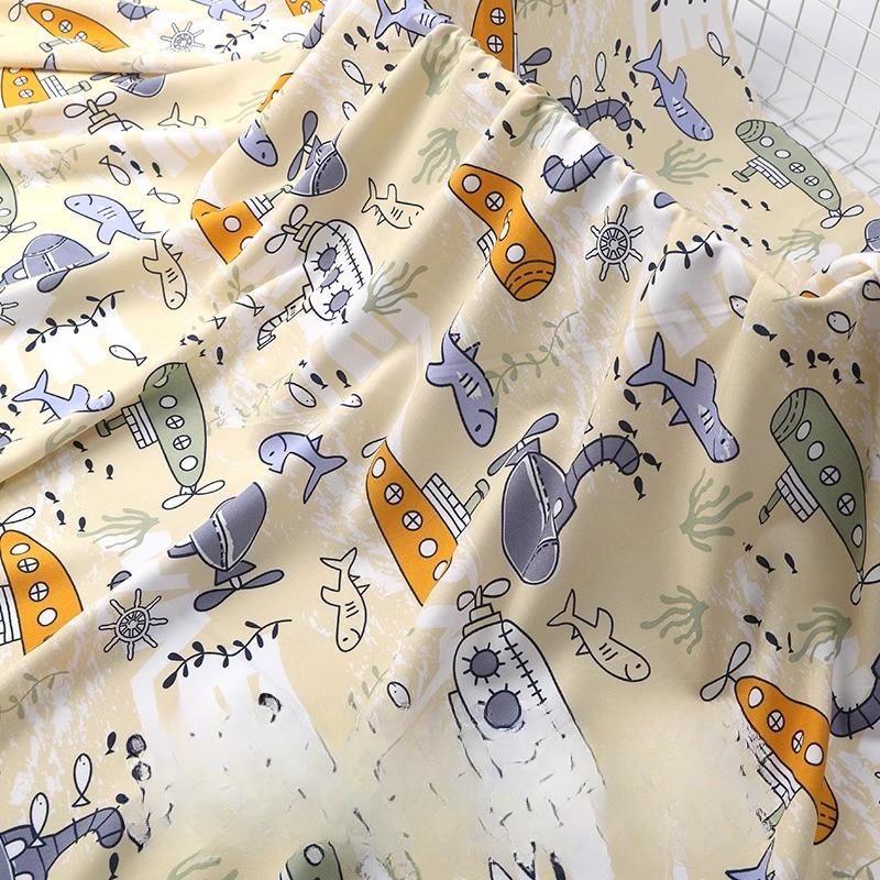 Wide 143cm Summer Cotton Fabric for DIY Sewing Children's Pajamas Clothes Cheongsam Super Soft Floral Cartoon Fabric