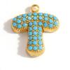 Capital A-Z Initial Letter Pendants Pave Blue Synthetic Stone Minimalist Jewelry Charm for DIY Craft Accessory