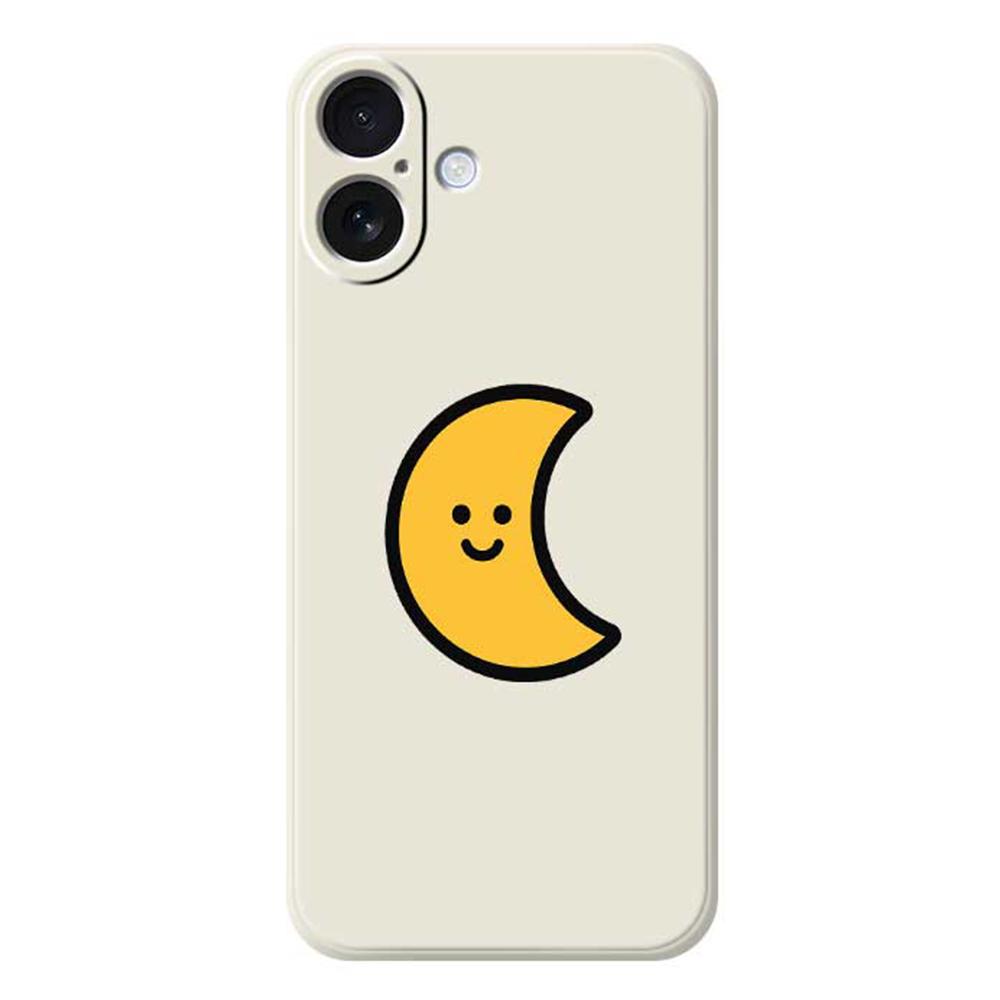 For iPhone 17 Case Yellow Moon Pattern Printing Straight Edge TPU Phone Back Cover