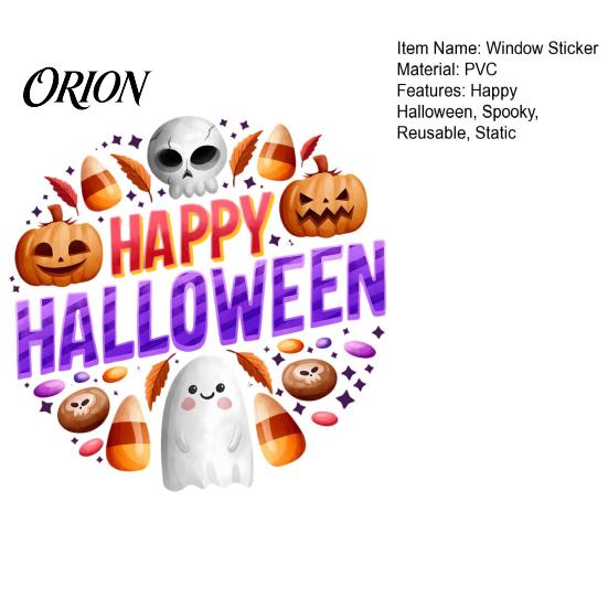 Durable Sunproof Glass Stickers Halloween Window Clings, Cute Ghost Pumpkin Skull Happy Sticker, Reusable Skeleton Theme Party Supplies Double
