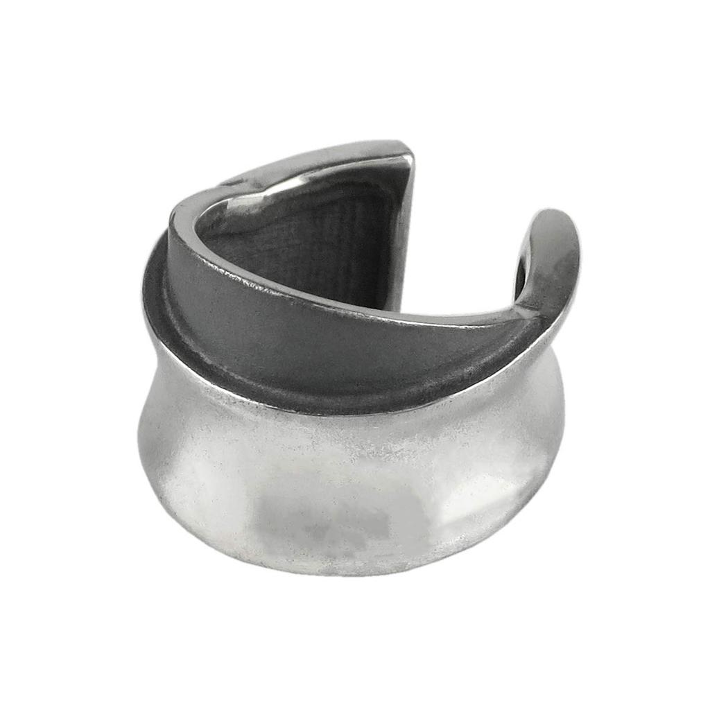 Shinjuku Gin No Kura Twin Line Silver 925 Ear Cuff for Earrings Reverse-Round (Single Ear) Men, Simple, Non-Pierced