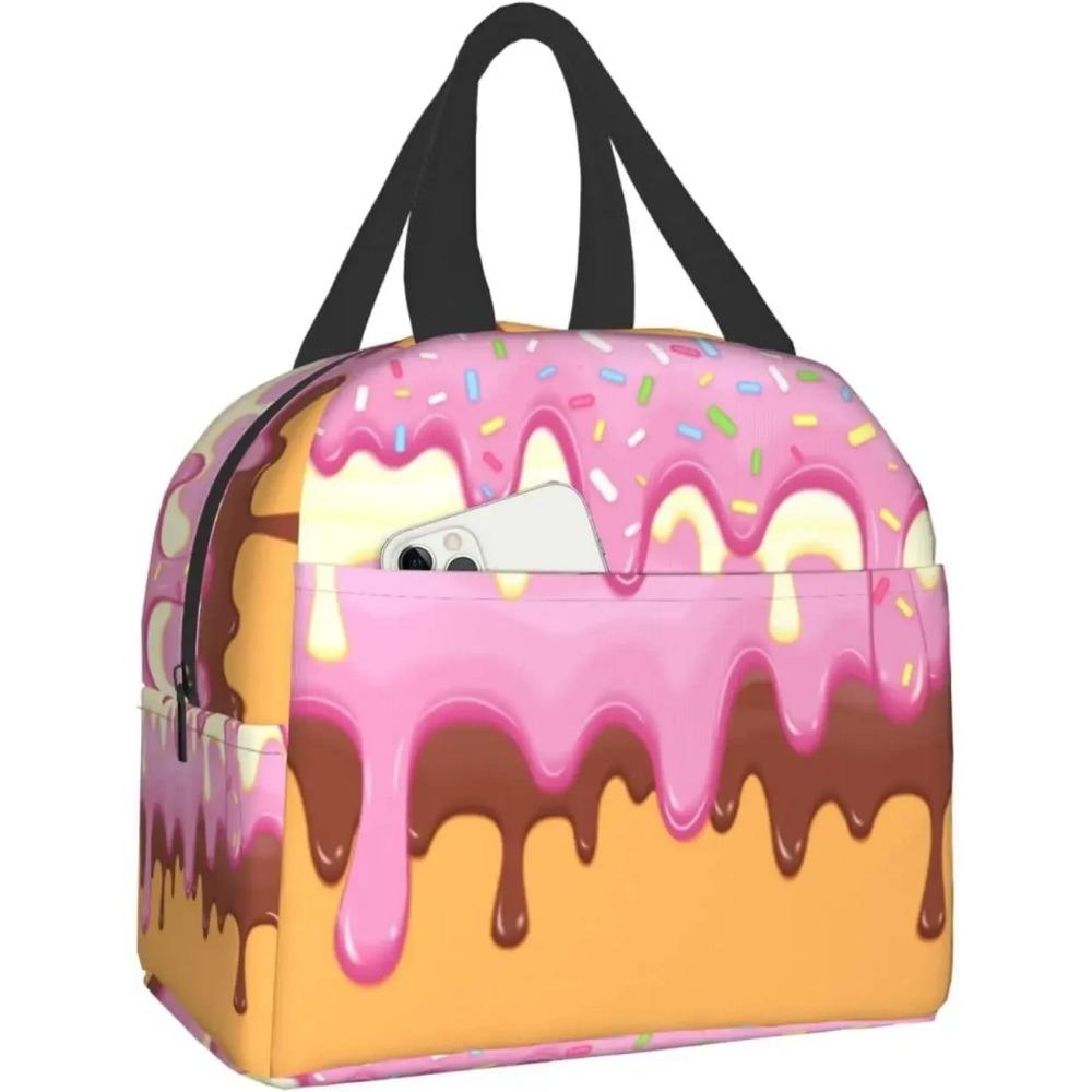 Geantă de prânz dulce Kawaii cu gogoși, pentru călătorii, muncă, bento, reutilizabilă, tip tote, cutii de picnic, genți container izolate pentru femei, bărbați, băieți, fete