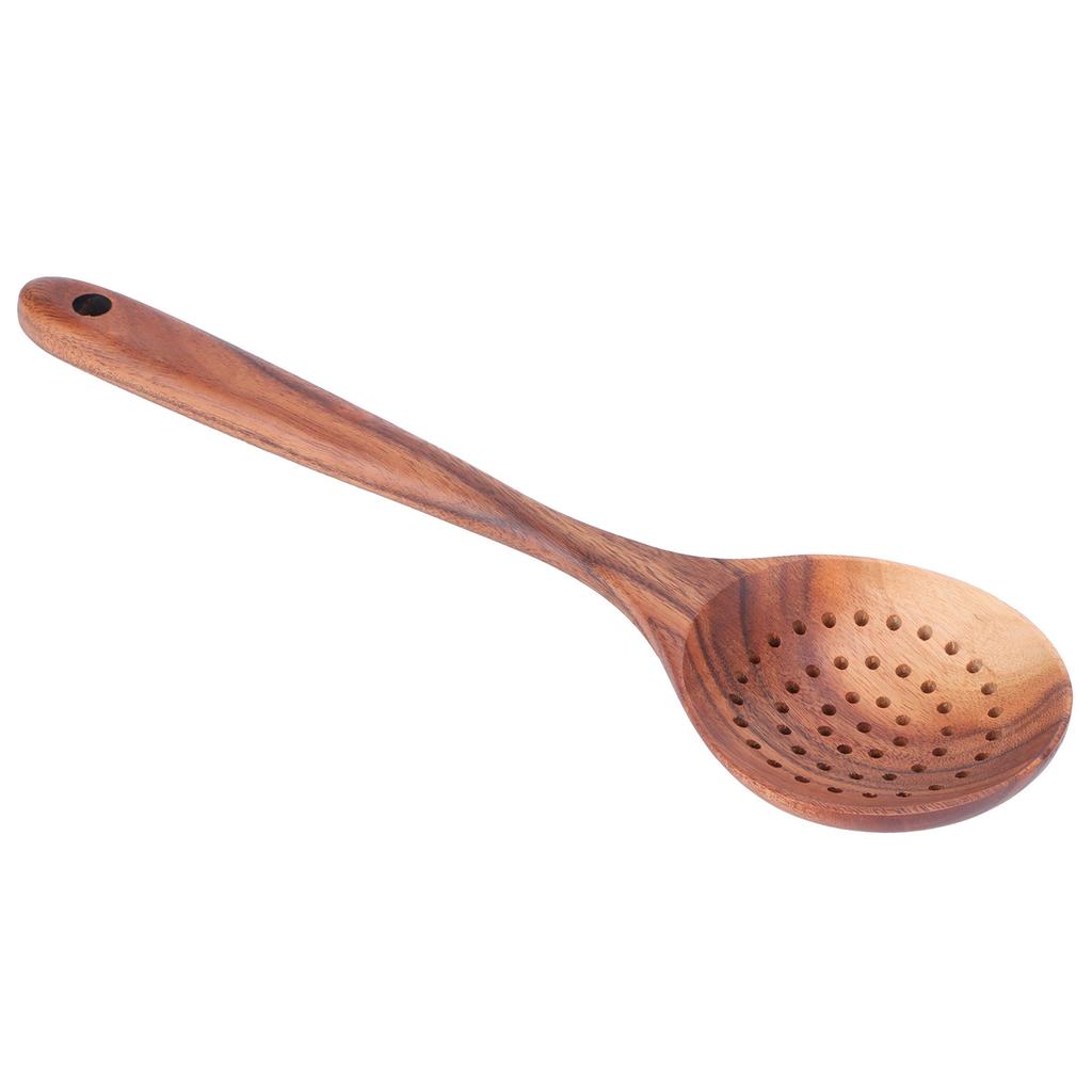Slotted Spoon Wooden Long Handle Skimmer Scoop Kitchenware Cooking Kitchen  Utensil