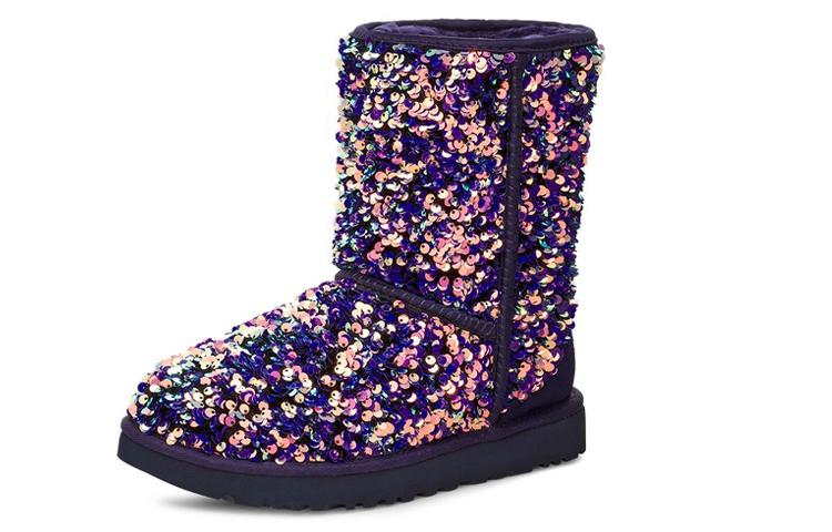 UGG Classic Short Stellar Sequin Snow Boots Black/Blue/Purple Women's 1112514-MDL