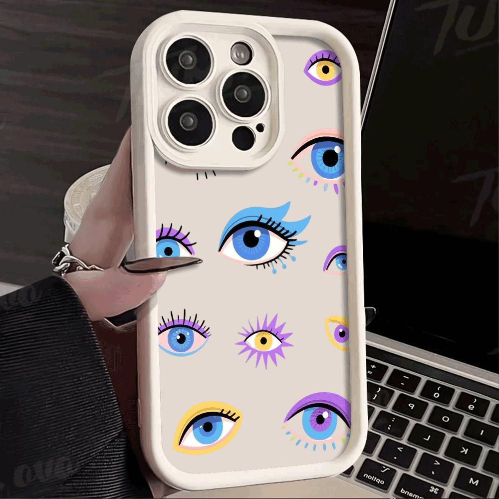 Colorful Whimsical Eye Illustrations Phone Case for iPhone 16 15 14 13 12 11 Pro Max Plus Anti Scratch, Gel Flexible Protective