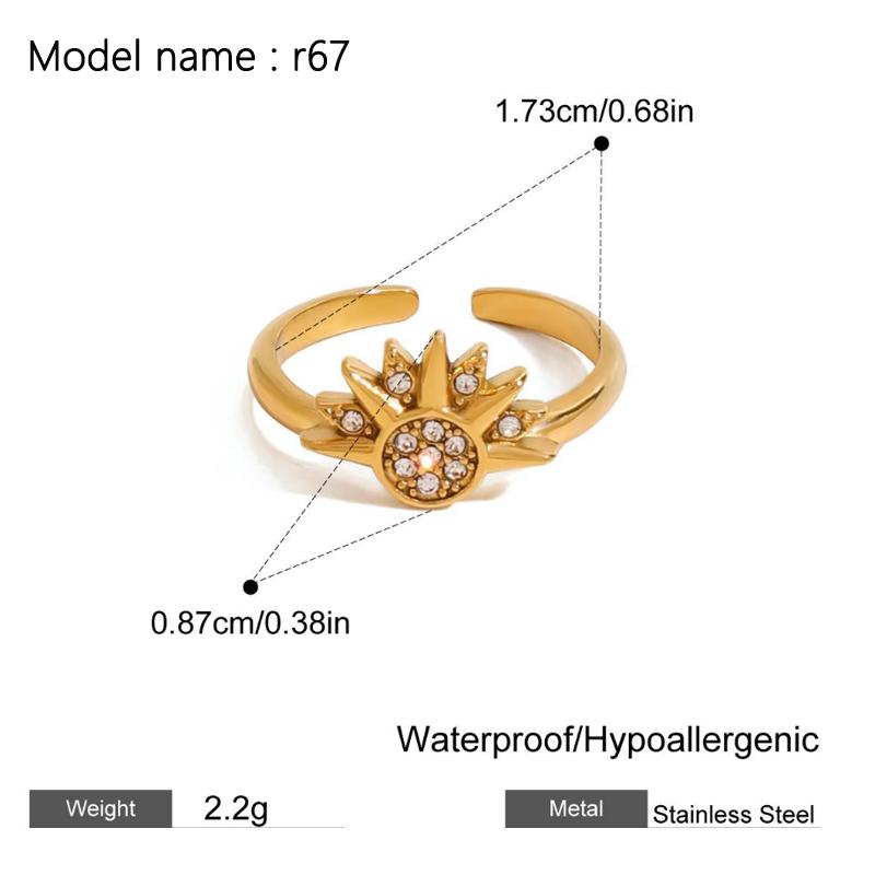 Fashion Simple Stainless Steel Rings For Women Gold Color Smooth Geometric Open Rings Arc Rings Diamonds Jewellery Ring Gift