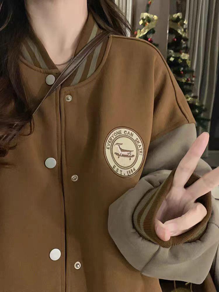 Women's Retro American Baseball Jacket 2025 – Loose, Versatile, Plus Size, Casual Spring/Autumn Couples Top
