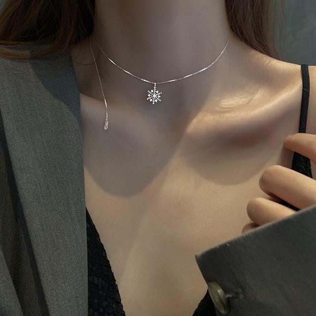 

Ожерелье с подвеской в виде снежинки из стерлингового серебра 925 пробы для женщин, сверкающее колье на ключицу, подарок на свадьбу