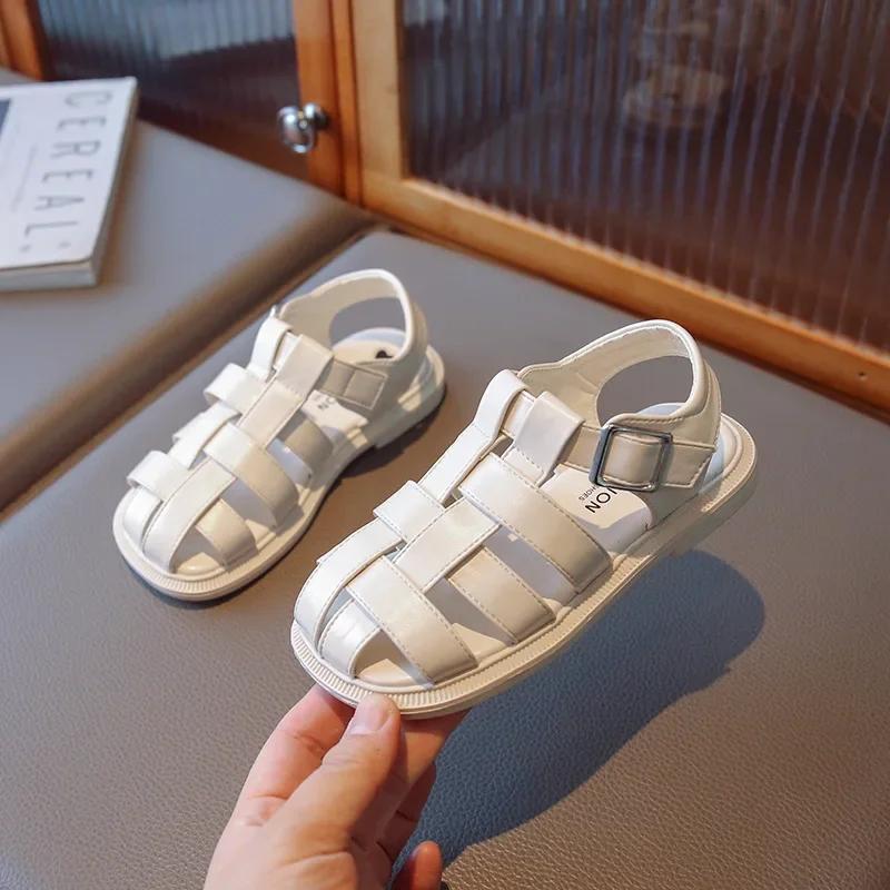 Gladiator Children Sandals Girl Soft Princess Shoes Retro Brown Roman Sandal Outdoor Braided Shoe Beige Kids Shoets Weave G03223