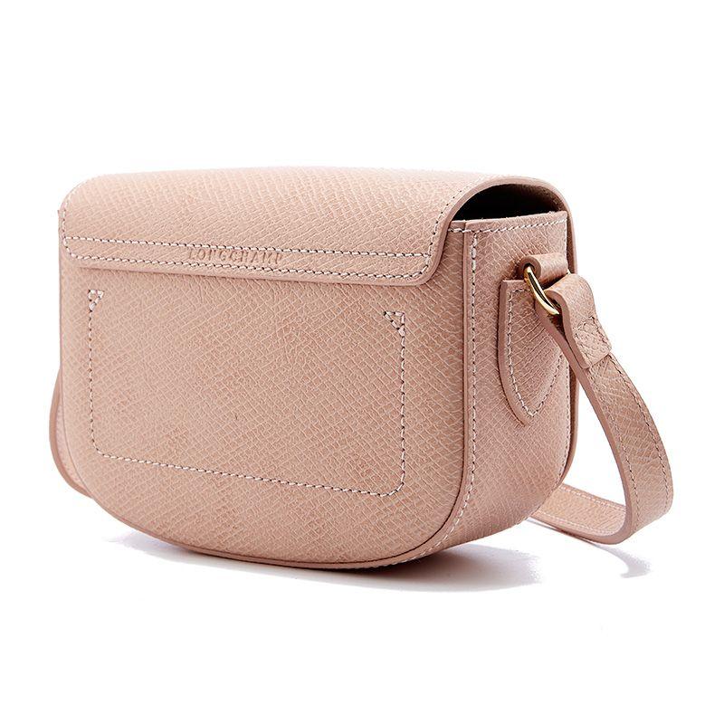 Longchamp Le Pliage 17 Snap Flap Adjustable Shoulder Strap Pebble Grain Leather Mini Crossbody Bag Women bags Pink 10165HYZP64