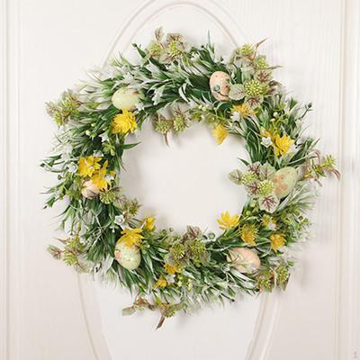 Couronne de Fleurs d'Œufs de Pâques avec Œufs Colorés à Suspendre à la Porte d'Entrée 40cm Artificielle pour
