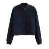 Women Fashion With Pockets Bomber Jacket Coats Vintage Long Sleeve Front Button Casual Female Outerwear Chic Tops