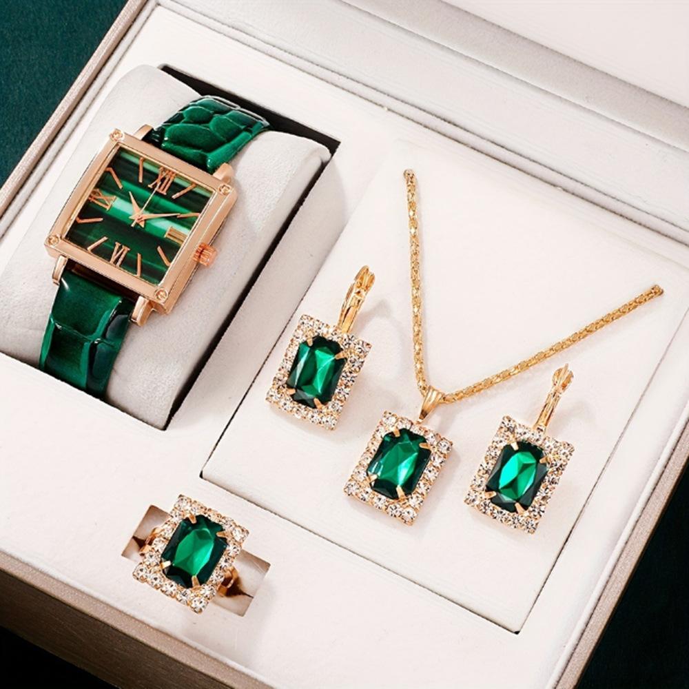 Popular Luxury Set, Bracelet Watch, Diamond-Encrusted Women'S Five-Piece Gift Box, Quartz Watch