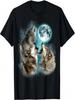 3 Wolf Moon Howling Wolf Head Funny Wolves For Unisex Wounisex T-Shirt
