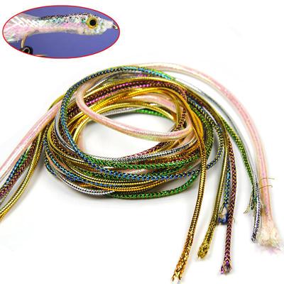 [Pachet 2/4m] Snur holografic Mylar Auriu Argintiu Perla Flashabou Minnow Body Braid Flash Tub pentru material pentru legarea muștelor de pește 3mm