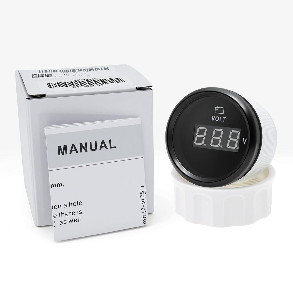 52MM Voltmeter 8-32 Volts Voltage Gauges Digital Volt Meter for 12V24V Universal Boat Marine Red LED Car Electronic Accessories