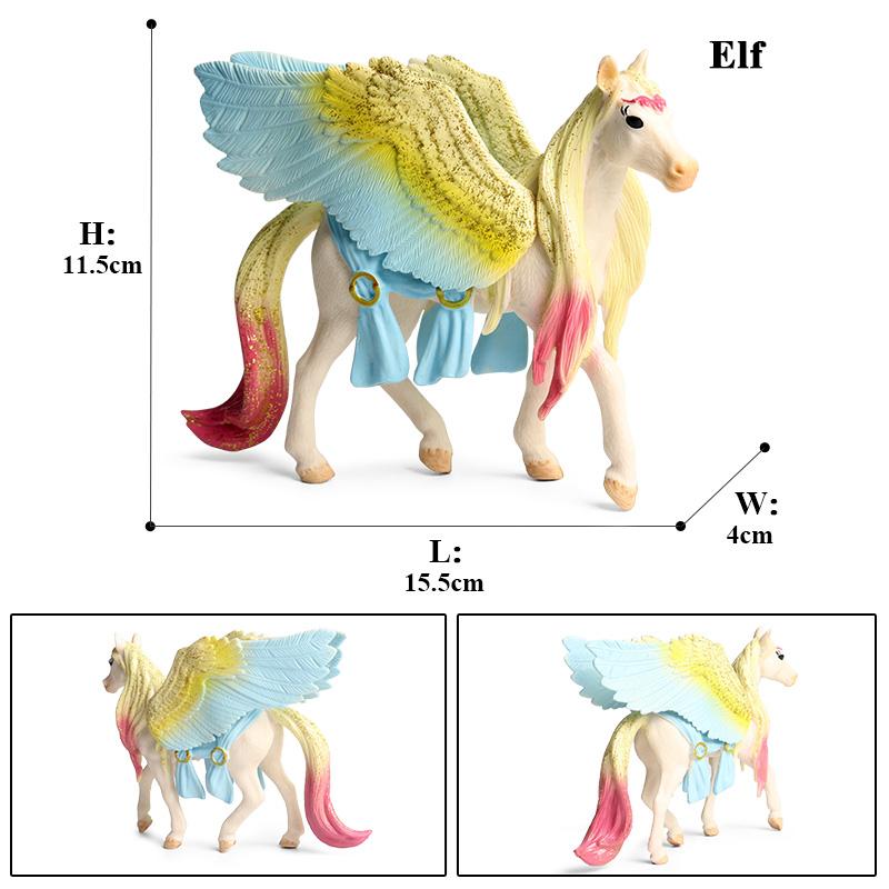 Oenux Fairy Tale Fly Horse Mythical Alpaca Elf Pegasus Action Figures Animal Model Collection Cute Girl Birthday Gift Kids Toy