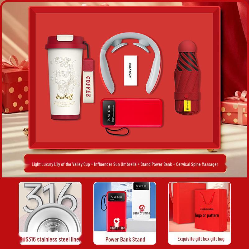 High-End Souvenir Gift Set: Custom Logo Coffee Mug & Power Bank