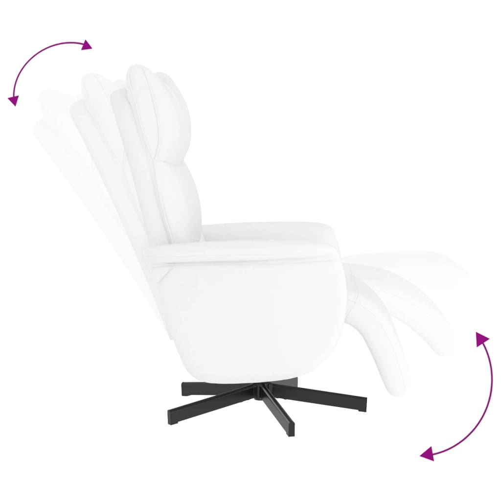 Recliner Chair with Footrest White Artificial Leather