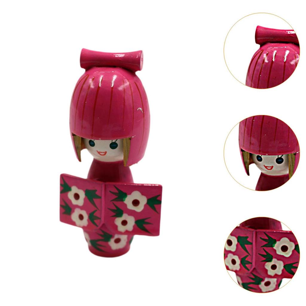 Wooden Kimono Doll Miniature Figurine Ornament 4.13inch Wood Kokeshi Doll Asian