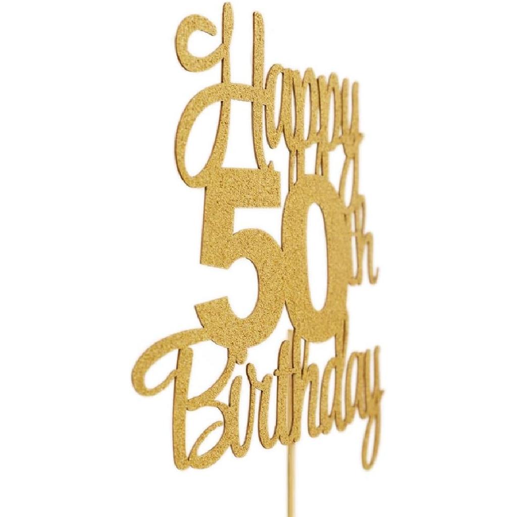 Happy 50th Birthday Cake Topper - 50th Birthday Decorations,50th Topper,50 Cake Party Decorations,50 Anniversary Decor