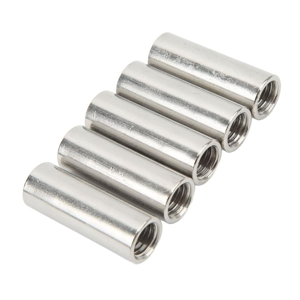 J-ouuo pcs Coupling Nut Round M12 Stainless Steel Rod Connector Nut Female Thread Fastener