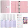 Gradient A6 6-Ring Loose-leaf Budget Binder with Zipper Pockets Cash Envelopes & Stickers for Financial Planning Gift Organizer