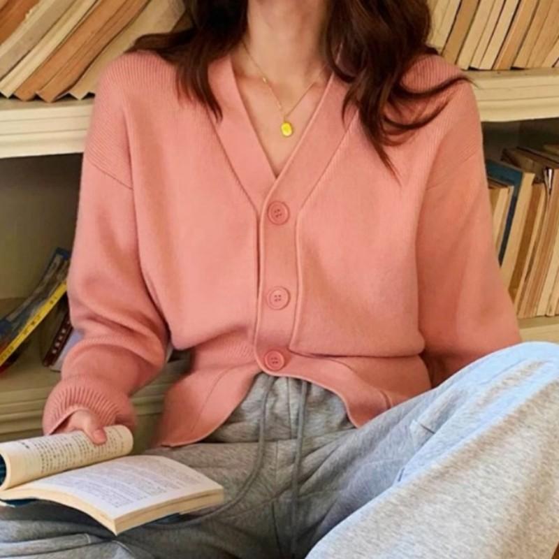 French Soft White V Neck Knit Cardigan Autumn Winter Design Lazy Style Waist Defining Cropped Sweater