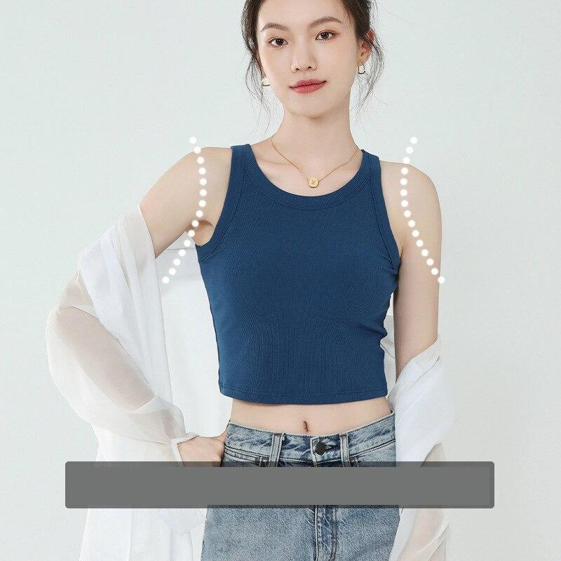 Spring and summer new women's modal with chest pad vest bra one-piece vest home service camisole crop top women camisoles