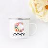 Personalisierte Blumige Initialen Namensbecher Benutzerdefinierter Name Tee Kaffee Heiße Schokolade Tasse Braut Brautjungfer Muttertag Geschenk für Sie